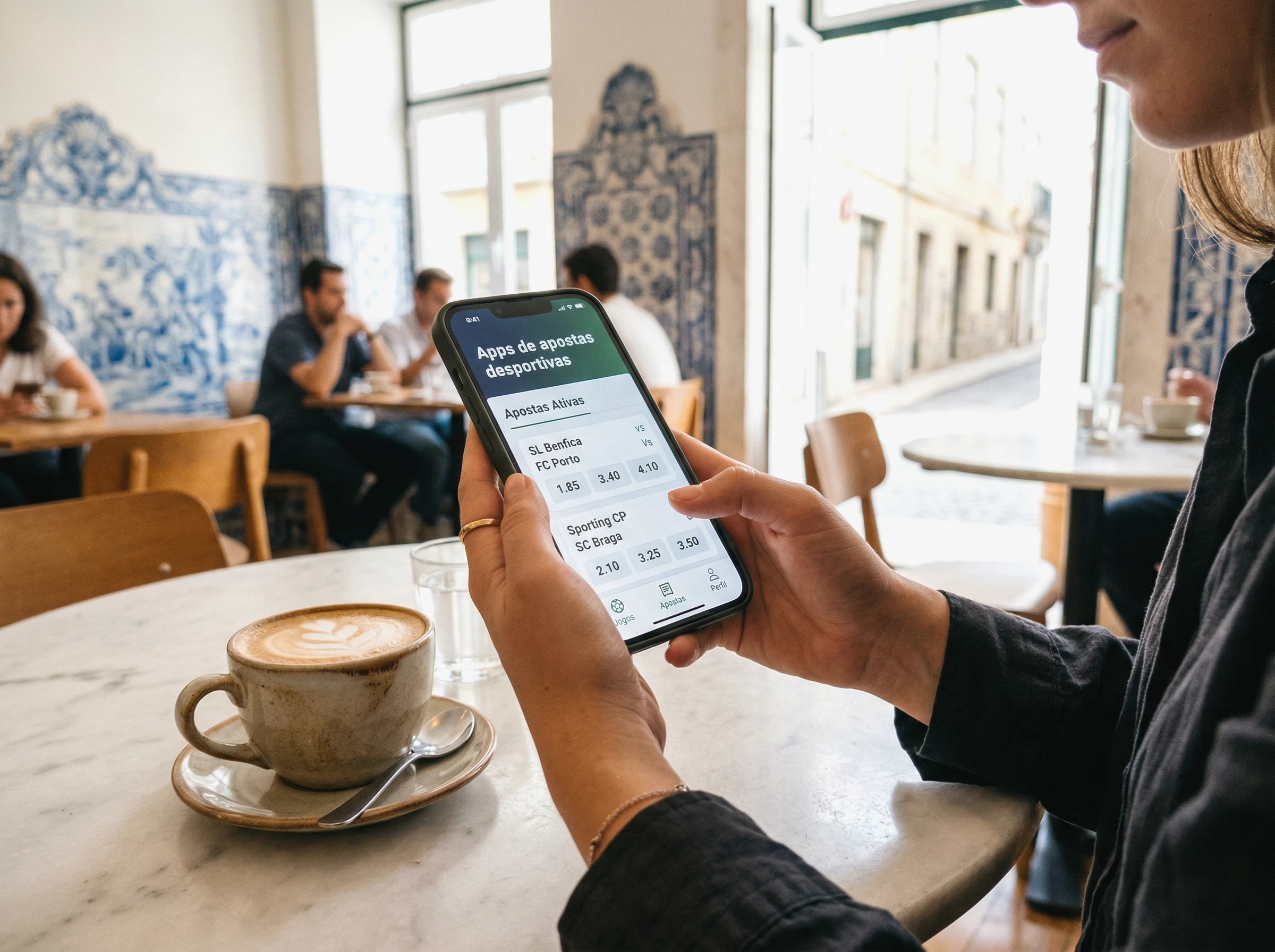 Aplicação móvel de apostas desportivas em smartphone